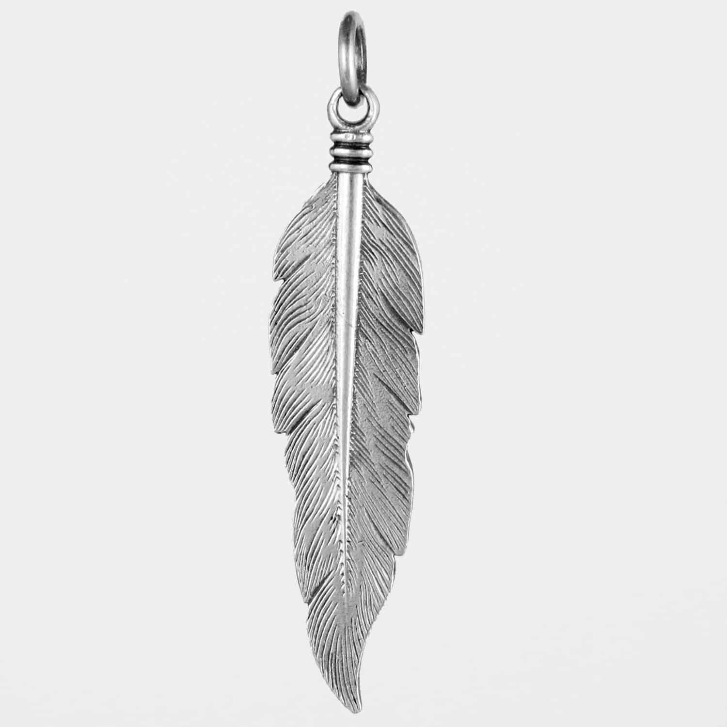 Large Feather Pendant Silver | Sterling Silver & Gold Vermeil Jewellery ...
