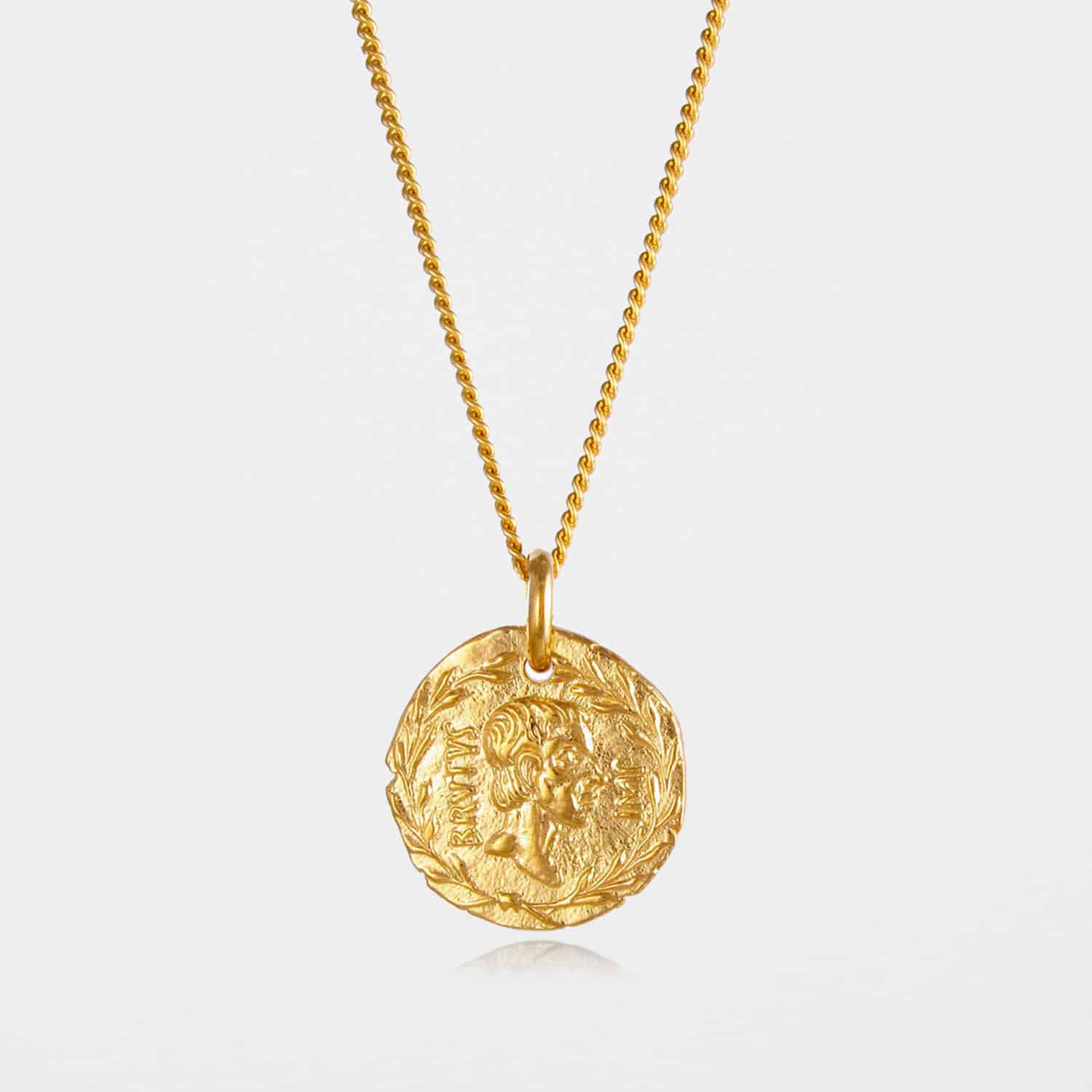 14k Gold Vermeil Gold Coin Necklace - Gold Coin Pendant Necklace